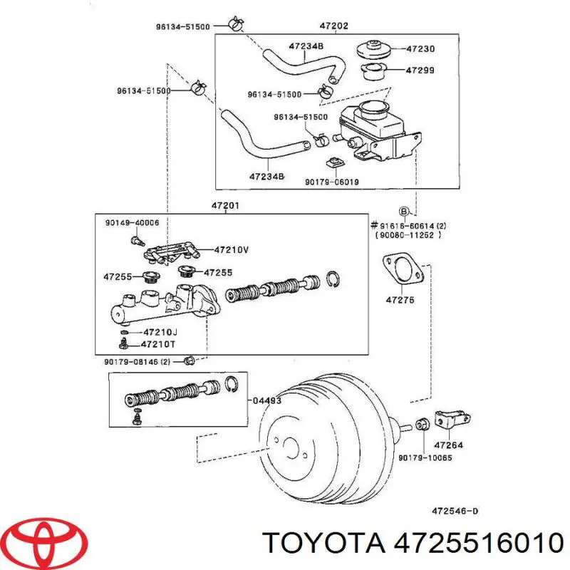 Sellado de un depósito del cilindro de freno principal para Toyota Camry (V30)