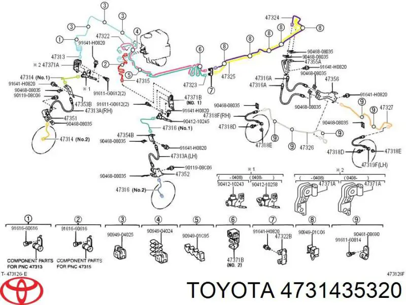 Tubo de freno delantero derecho Toyota 4731435320 precio, desde 8,55 EUR
