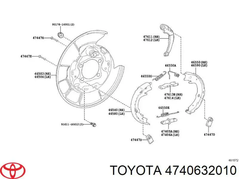 4740632010 Toyota regulador, freno de tambor trasero