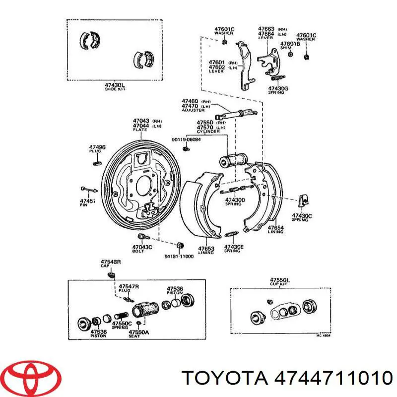 Juego de reparación de pastillas de freno Toyota 4744711010 precio, desde 2,67 EUR