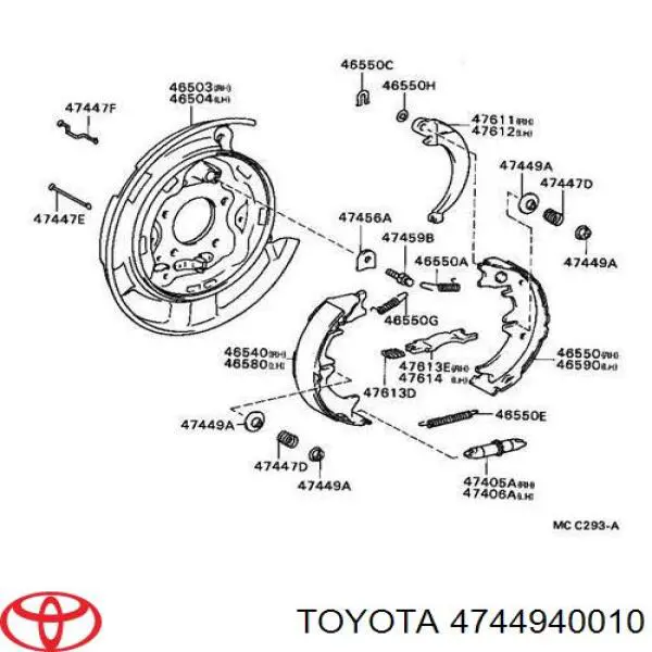 Juego de reparación del freno de estacionamiento Toyota 4744940010 precio, desde 2,91 EUR