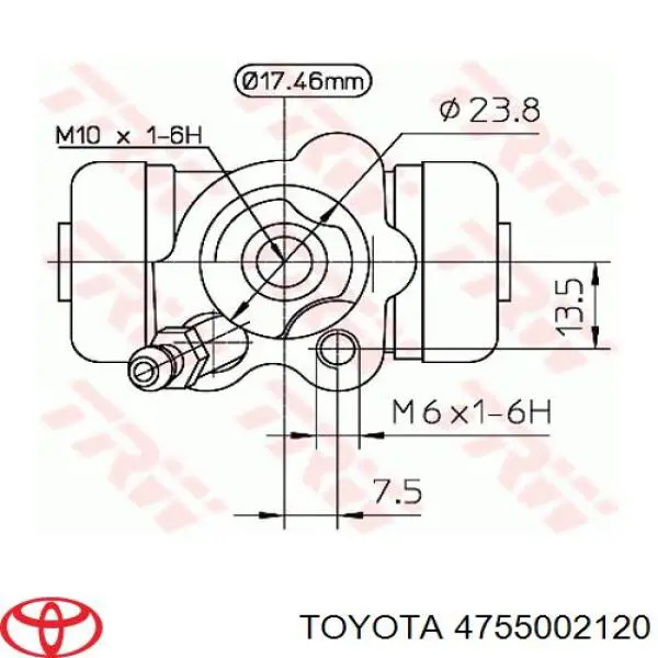 4755002120 Toyota cilindro de freno de rueda trasero