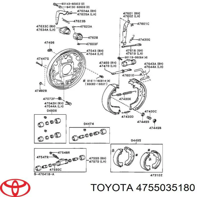4755035180 Toyota Cilindro principal de frenos