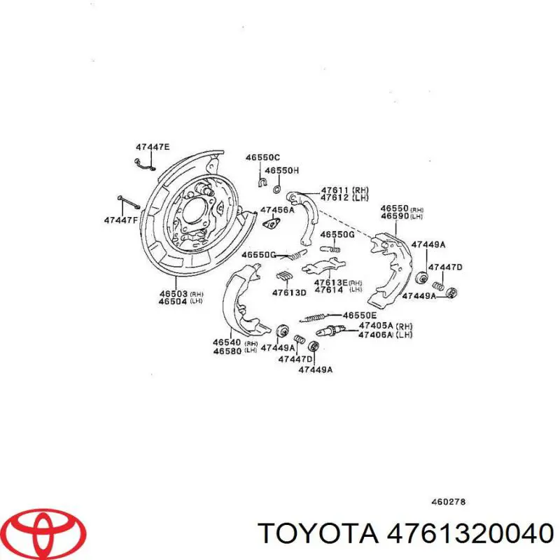 Tensor de tambor de freno Toyota 4761320040 precio, desde 24,56 EUR