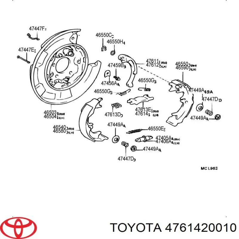 Comprar 4761420010 Toyota Abrazadera tensora del tambor de freno izquierda