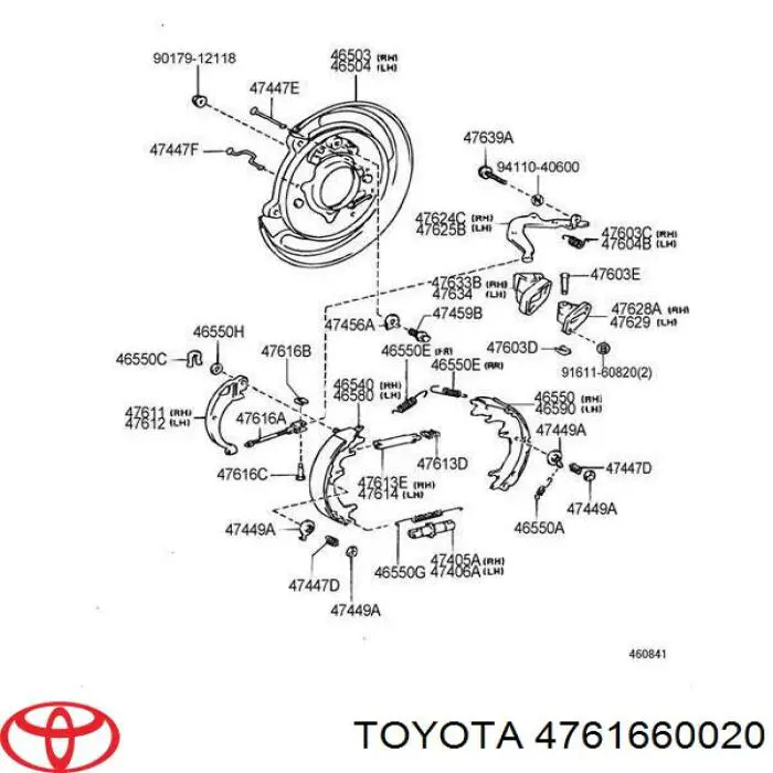 4761660020 Toyota cable de freno de mano trasero derecho/izquierdo