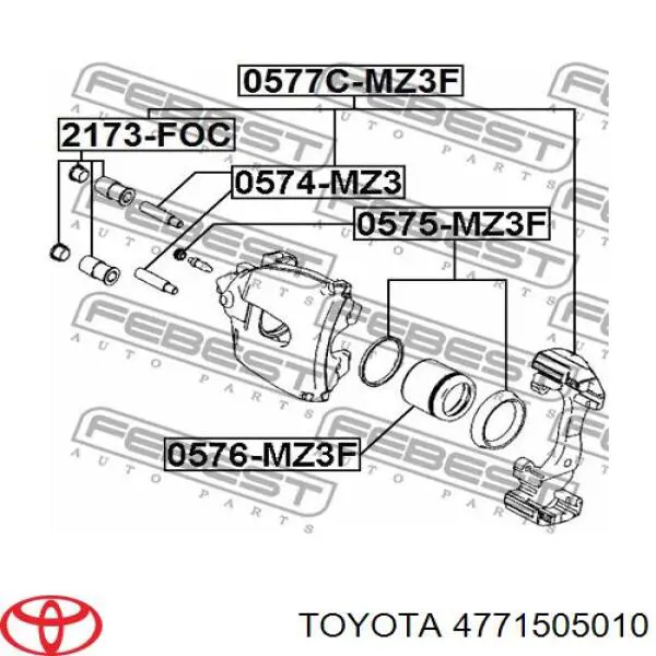 4771505010 Toyota guía de la pinza delantera