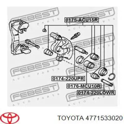 4771533020 Toyota pasador guía, pinza del freno trasera, superior