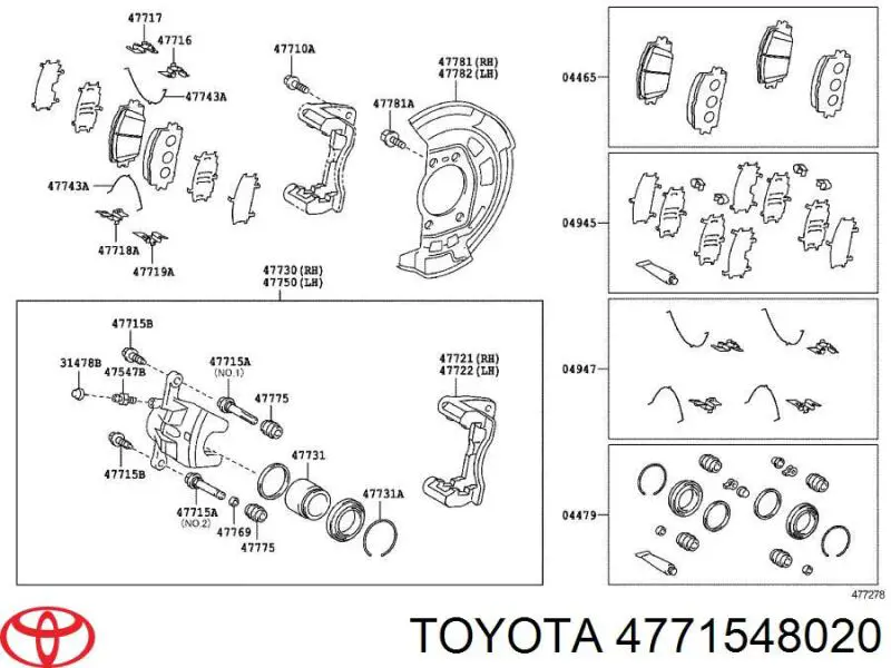 Comprar 4771548020 Toyota Pasador guía superior de la pinza de freno delantera
