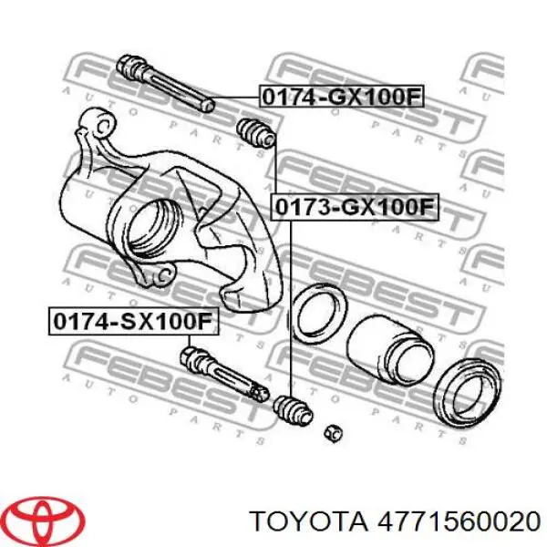 4771560020 Toyota pasador guía, pinza del freno trasera, inferior