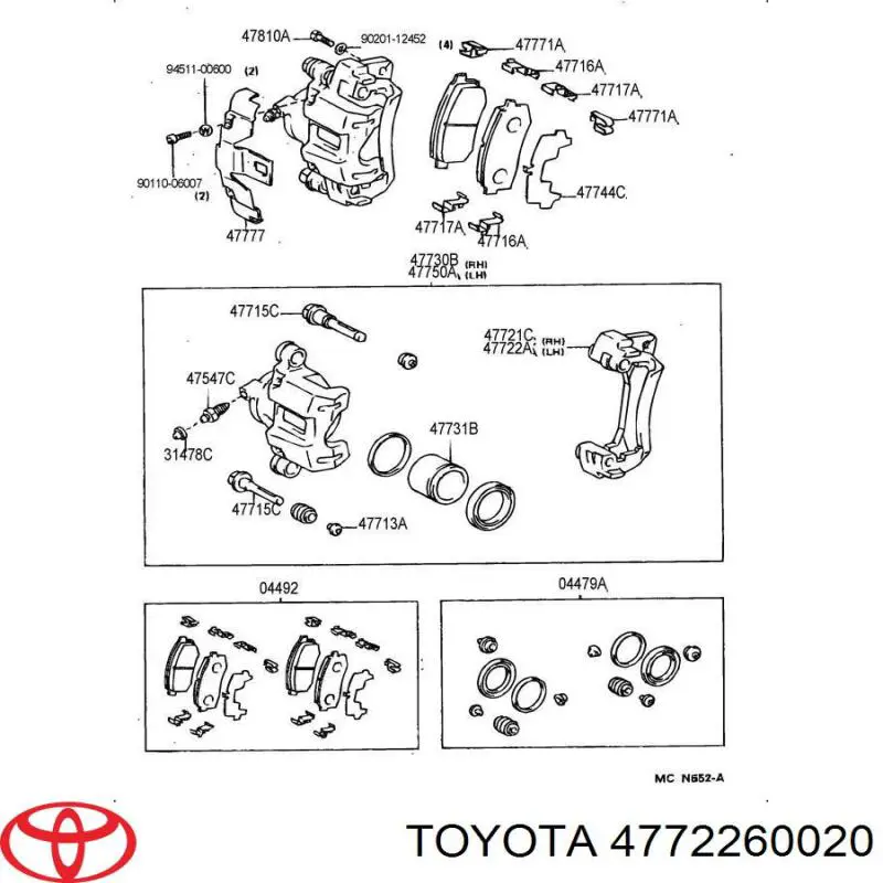 Soporte de la pinza de freno trasera Toyota 4772260020 precio, desde 34,48 EUR