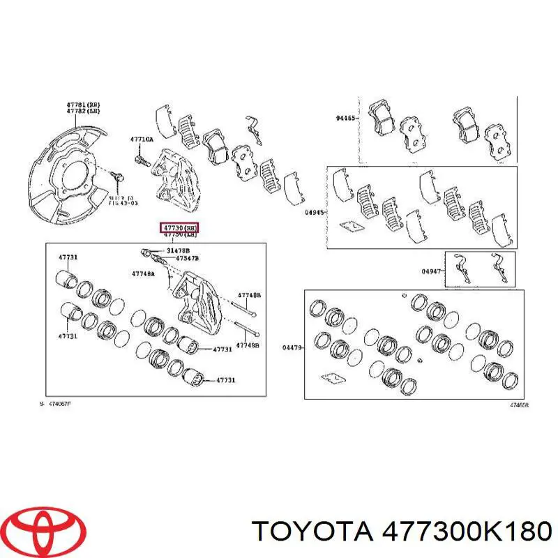 Pinza de freno delantera derecha Toyota 477300K180 precio, desde 100,64 EUR