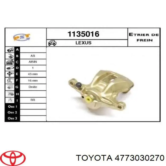 D41855C Autofren pinza de freno trasero derecho