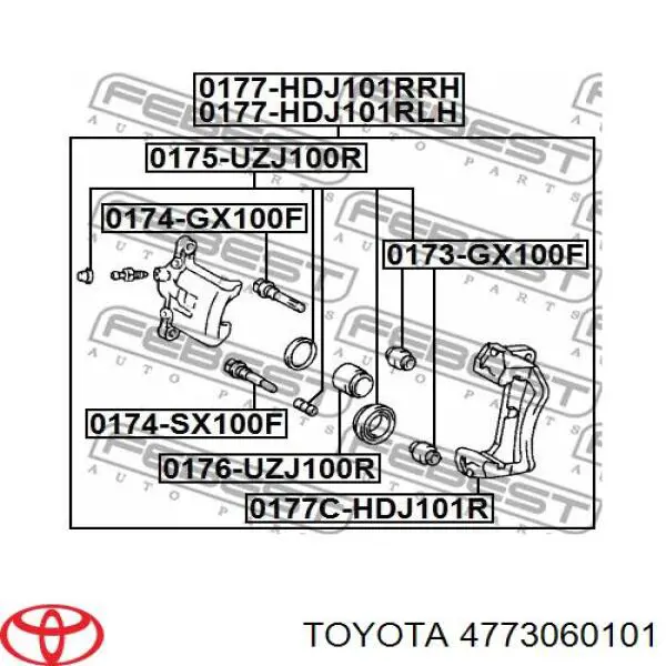 Pinza de freno trasera derecha Toyota 4773060101 precio, desde 63,41 EUR