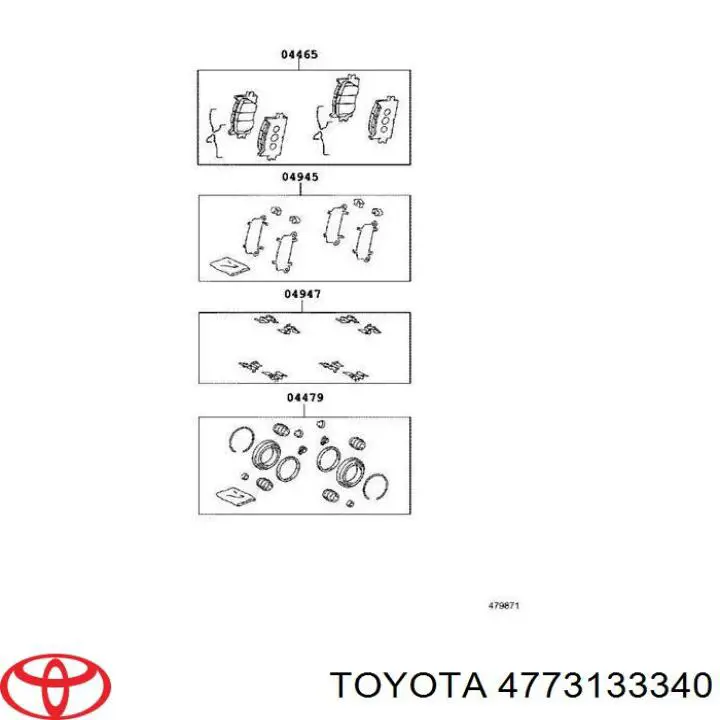 4773133340 Toyota émbolo, pinza del freno delantera