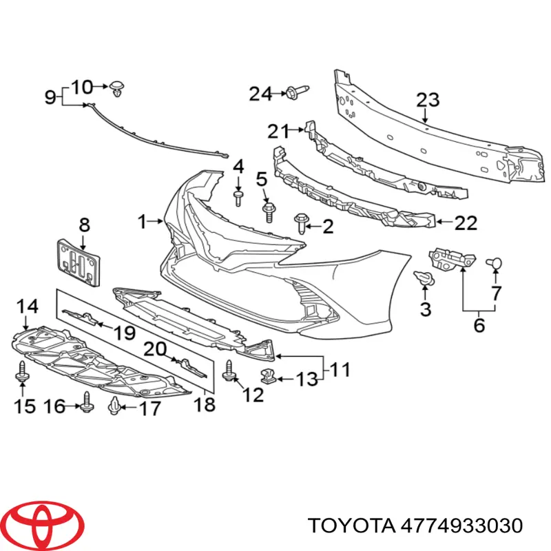 4774933030 Toyota clips de fijación de parachoques delantero