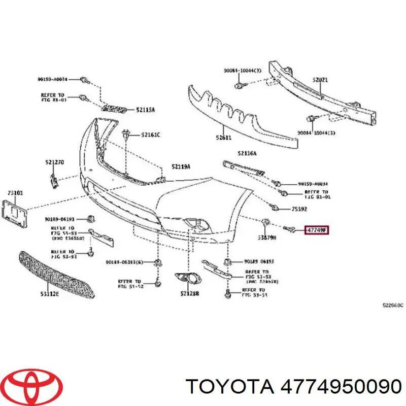 4774906010 Toyota clips de fijación de pasaruedas de aleta delantera