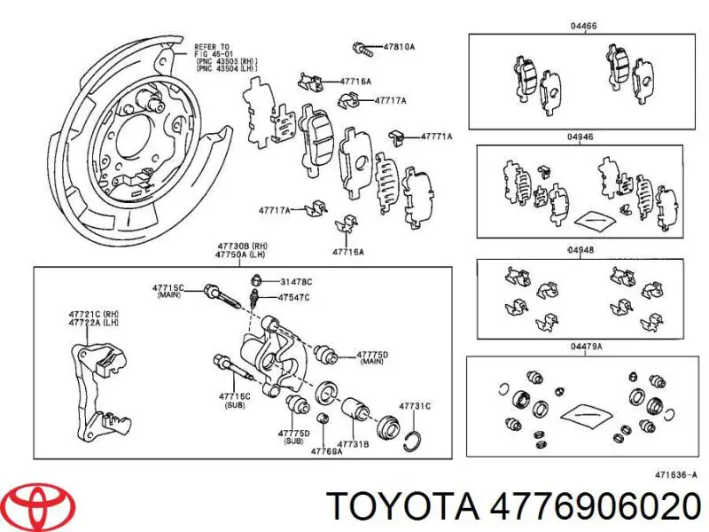 4776906020 Toyota pasador guía, pinza del freno trasera