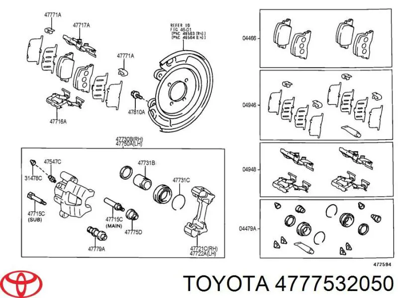 Fuelle, guía de pinza de freno trasera para Toyota Camry (V30)