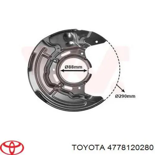 Chapa protectora contra salpicaduras, disco de freno delantero derecho TOYOTA 4778120280