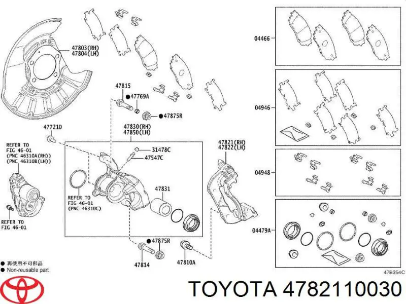 4782178010 Toyota soporte, pinza de freno trasera