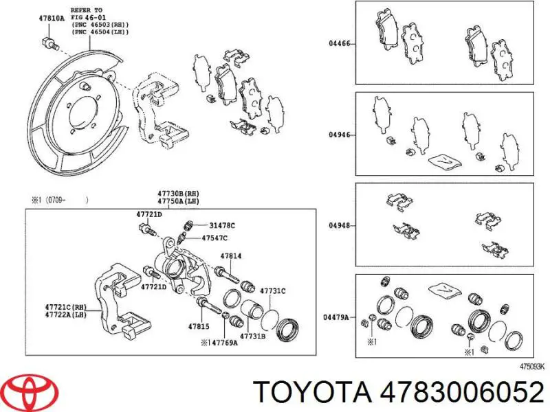 4783006052 Toyota pinza de freno trasero derecho