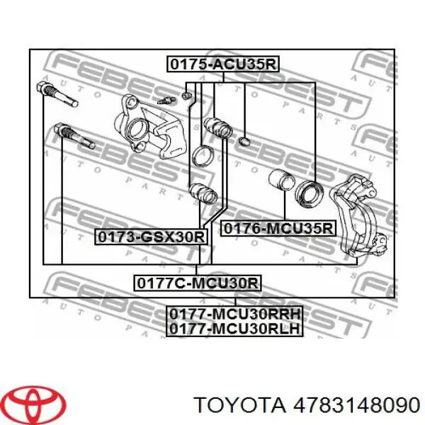 Émbolo, pinza del freno trasera Toyota Highlander (U4)