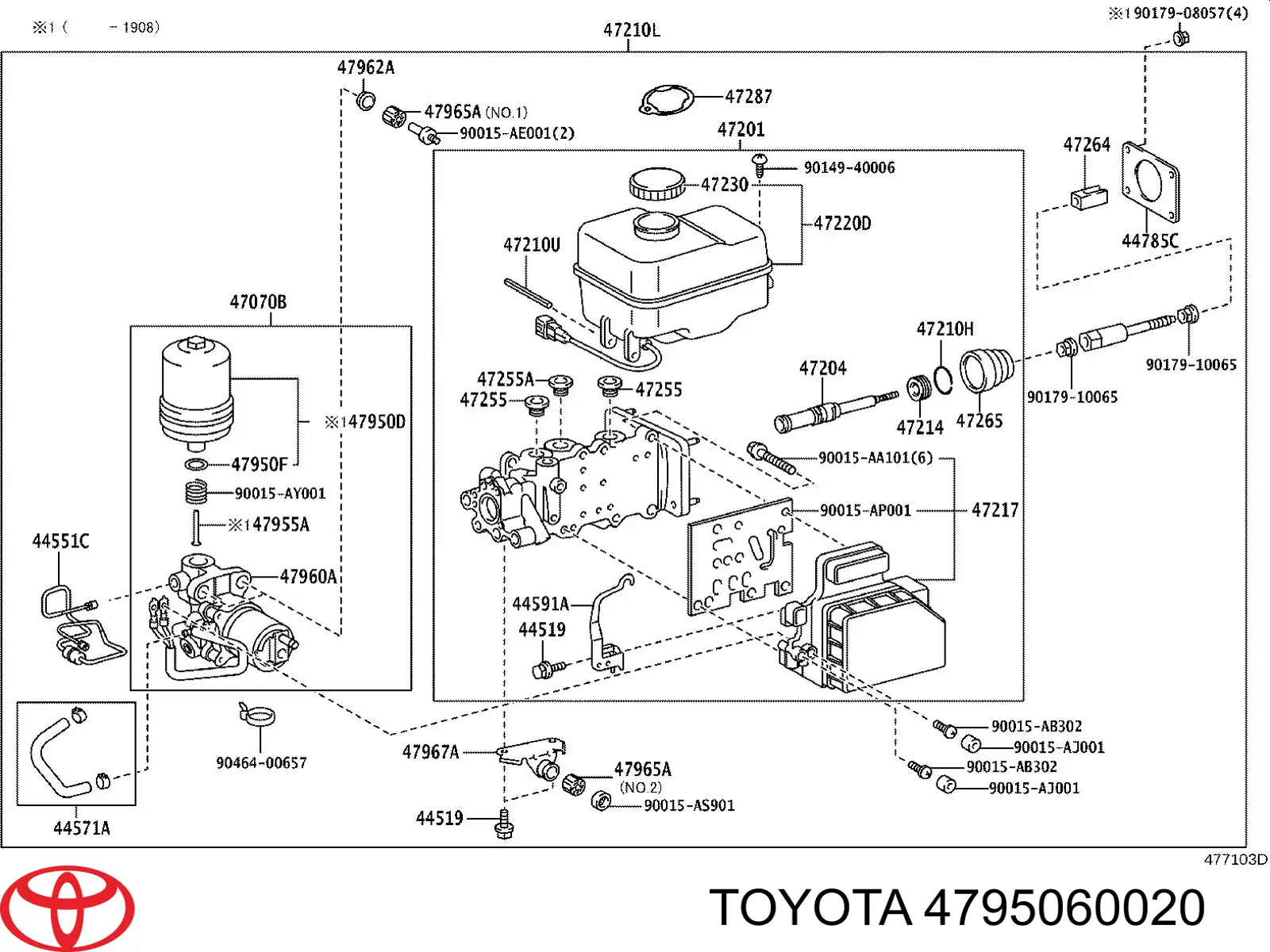 Acumulador de presión, sistema frenos para Toyota Land Cruiser (J150)