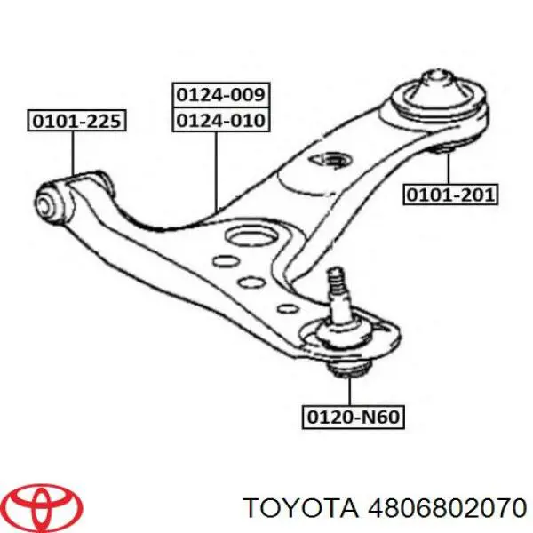 4806802070 Toyota barra oscilante, suspensión de ruedas delantera, inferior derecha