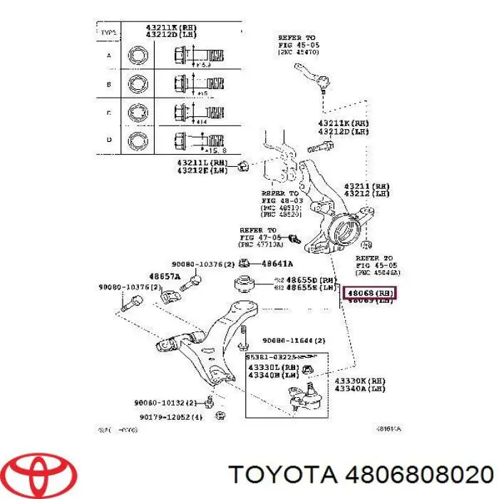 Barra oscilante, suspensión de ruedas delantera, inferior derecha para Toyota Sienna (L2)