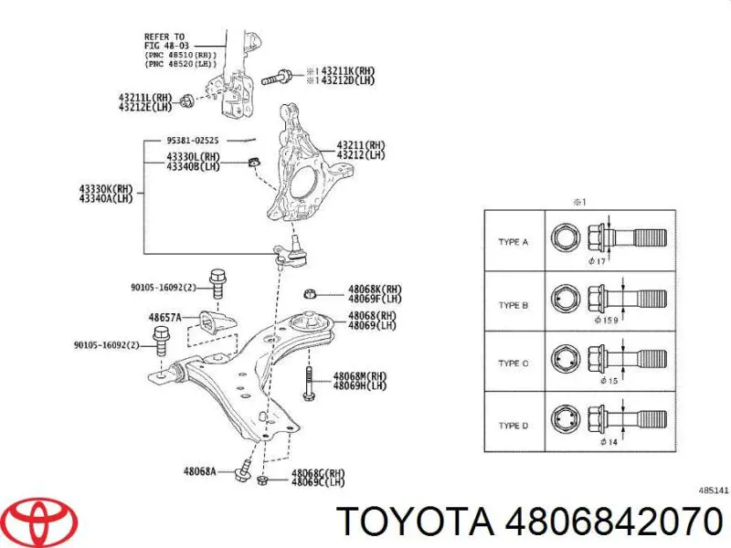Barra oscilante, suspensión de ruedas delantera, inferior derecha para Toyota Rav4 (A5, H5)