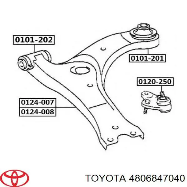 4806847040 Toyota barra oscilante, suspensión de ruedas delantera, inferior derecha