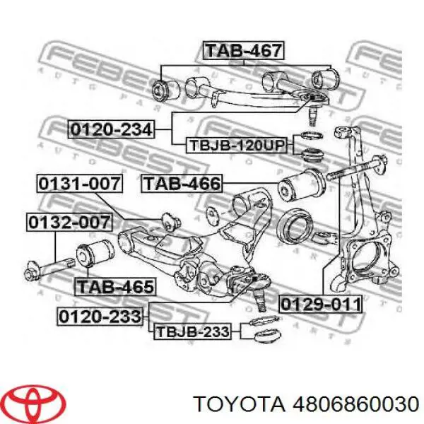 4806860030 Toyota barra oscilante, suspensión de ruedas delantera, inferior derecha