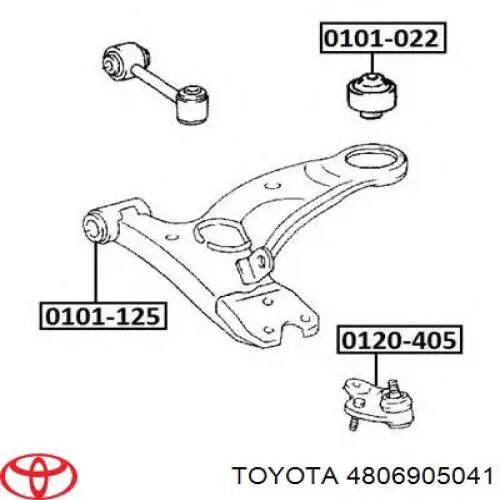 4806905041 Toyota barra oscilante, suspensión de ruedas delantera, inferior izquierda