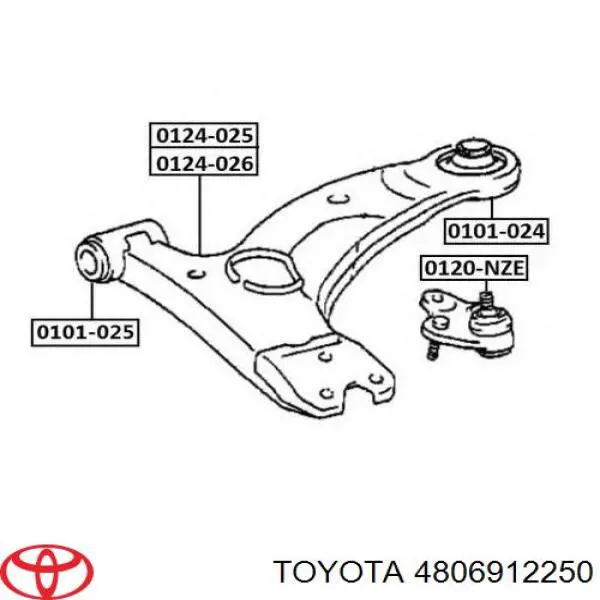 4806912250 Toyota barra oscilante, suspensión de ruedas delantera, inferior izquierda