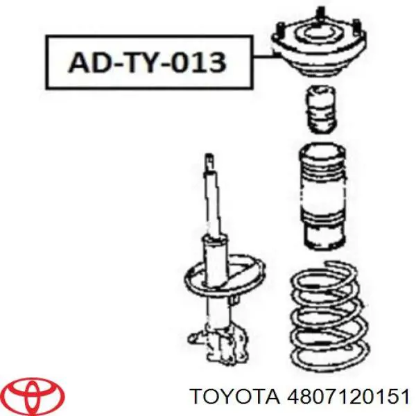 4807120151 Toyota soporte amortiguador trasero derecho