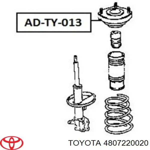 4807220020 Toyota soporte amortiguador trasero izquierdo