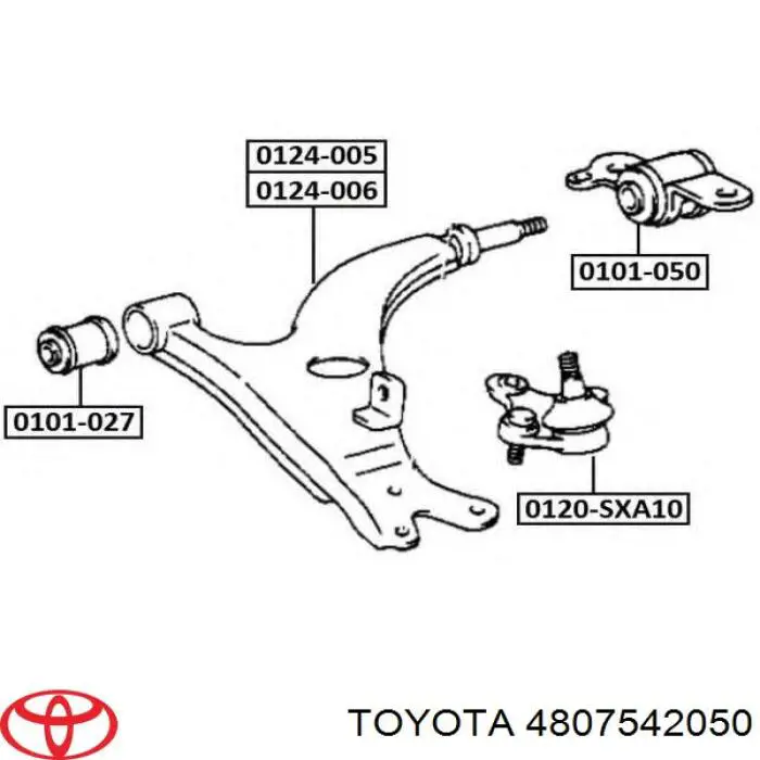 4807542050 Toyota silentblock de suspensión delantero inferior