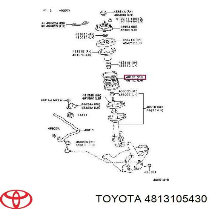 4813105430 Toyota muelle de suspensión eje delantero