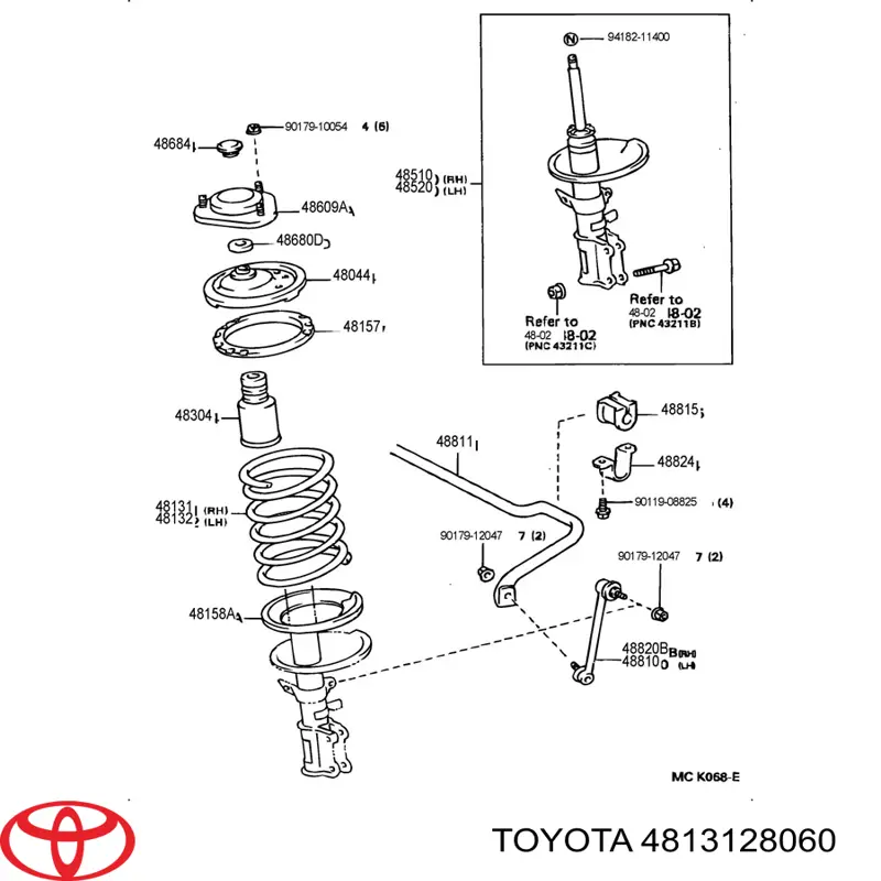 4813128050 Toyota muelle delantero derecho