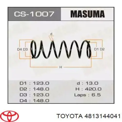 4813144041 Toyota muelle delantero izquierdo