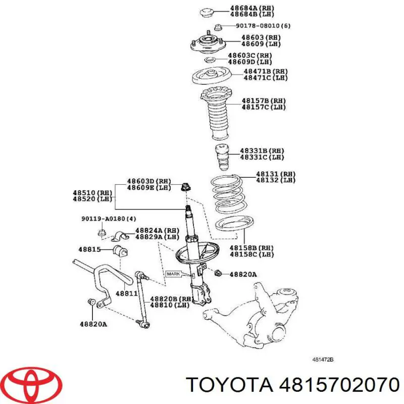 4815702070 Toyota fuelle, amortiguador delantero