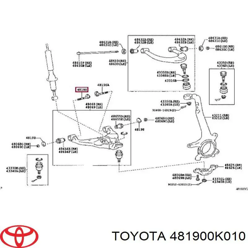 Comprar 481900K010 Toyota Perno de fijación del brazo inferior delantero