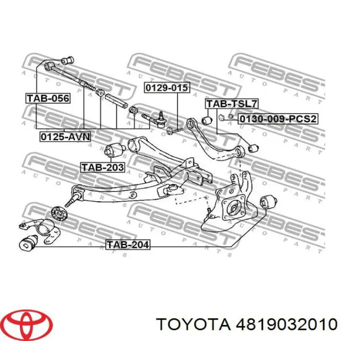 Perno de fijación interior del brazo oscilante superior trasero Toyota 4819032010 precio, desde 10,36 EUR