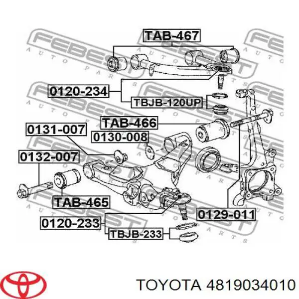 Perno de fijación del brazo inferior delantero Toyota 4819034010 precio, desde 16,89 EUR