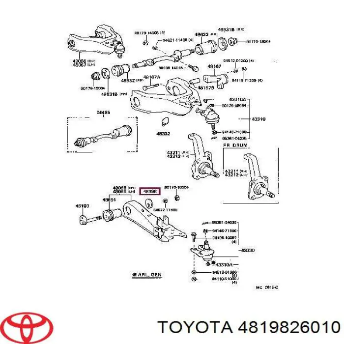 4819826010 Toyota arandela excentrica,palanca inferior, vehiculo proteccion especial