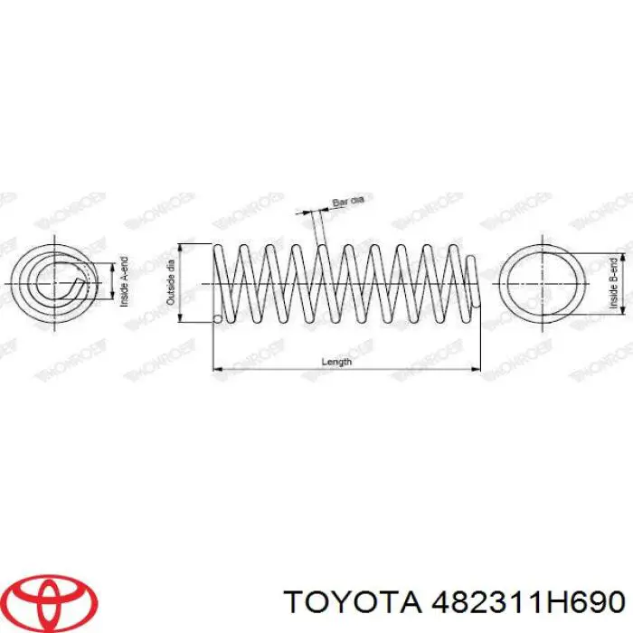 482311H690 Toyota muelle de suspensión eje trasero