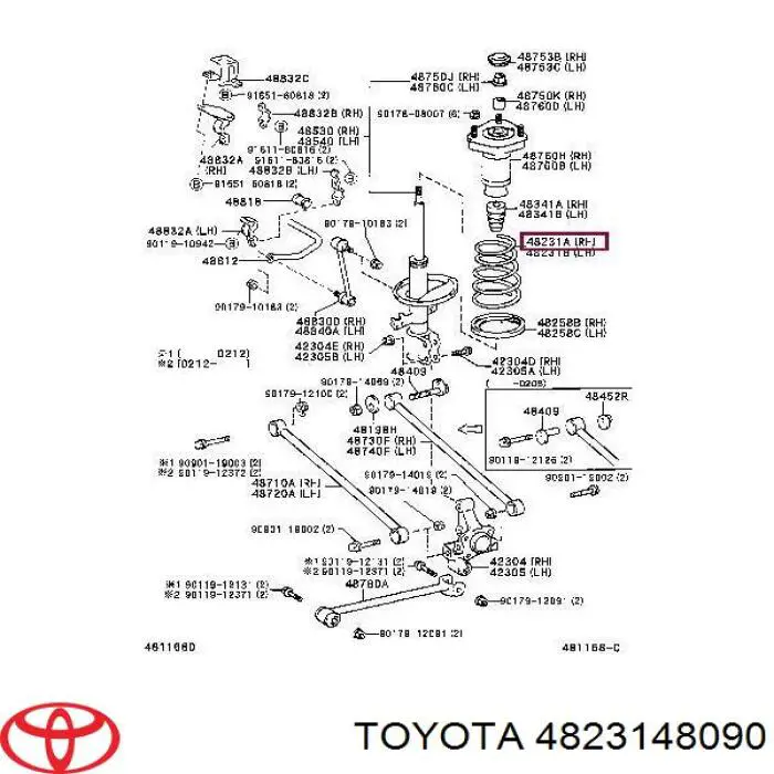 4823148090 Toyota muelle de suspensión eje trasero