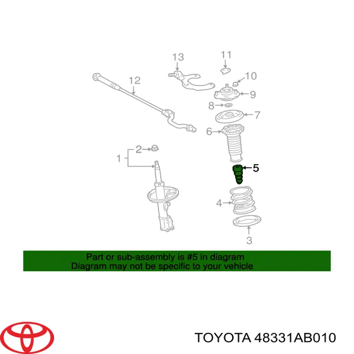 Almohadilla de tope, suspensión delantera para Toyota Matrix 