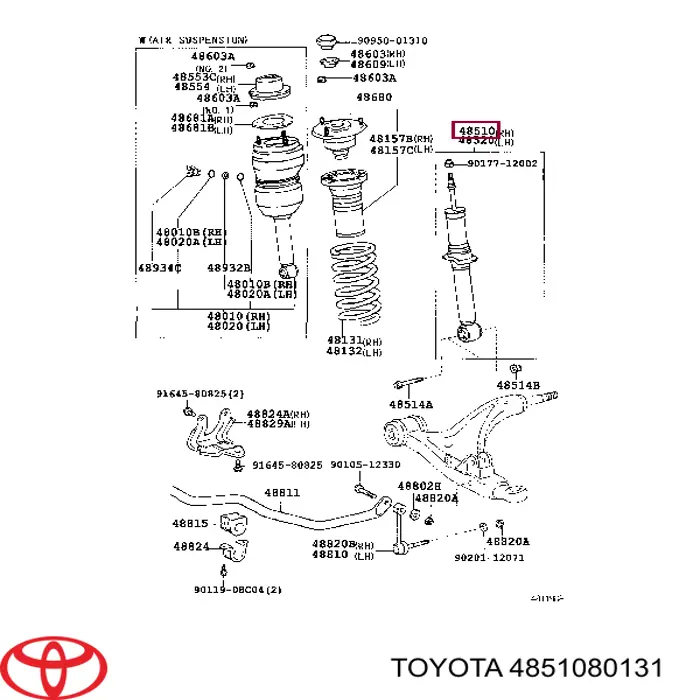 4851080131 Toyota Amortiguador frontal